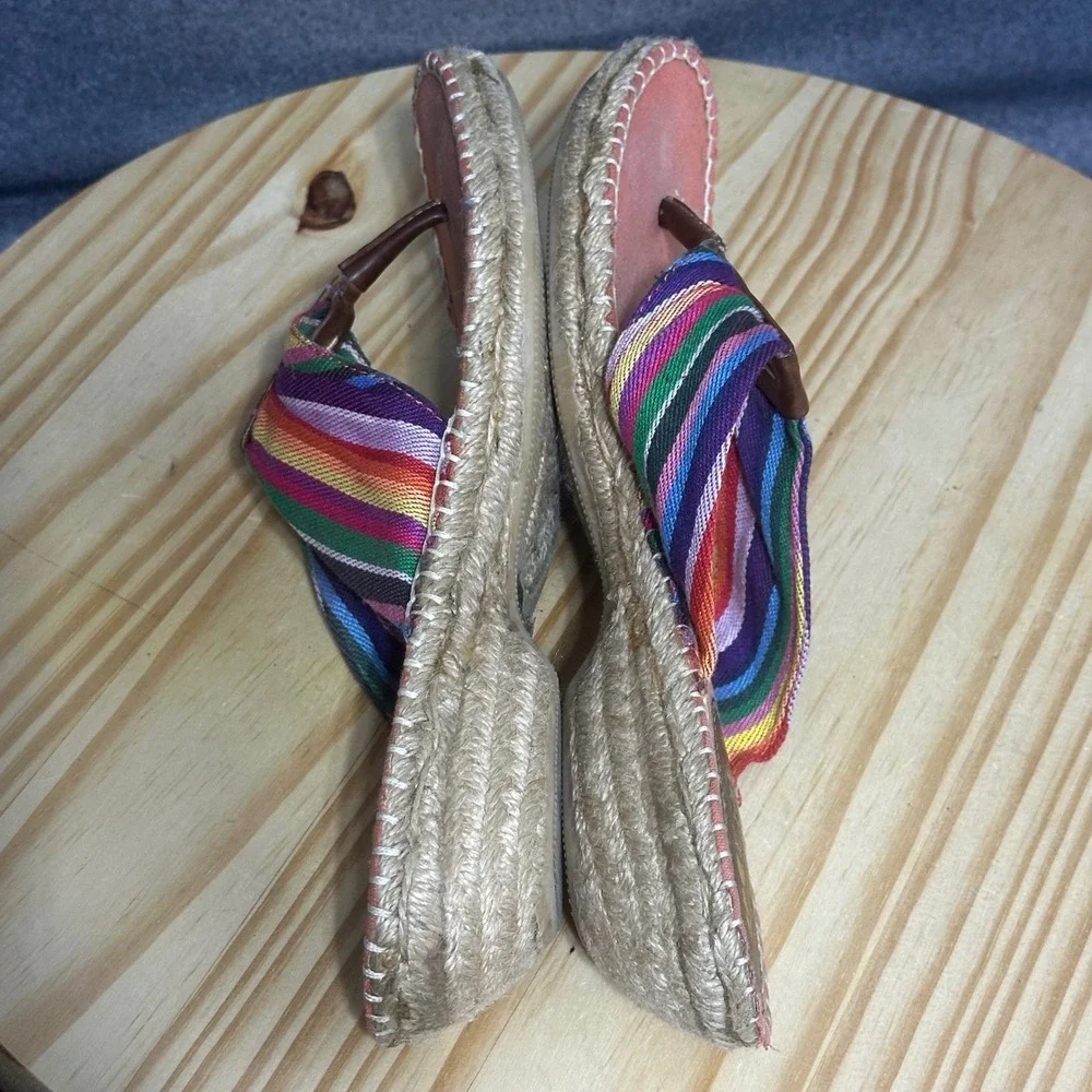 Cliffs by White Mountain Striped Espadrille Wedge Flip Flop Sandals Women's  11M